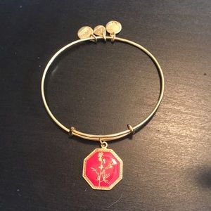 Red and gold flower Alex and ani bracelet